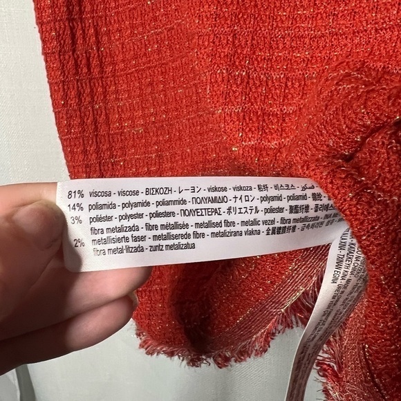 Zara Orange Metallic Oversized Knit Shirt Small - Picture 10 of 11